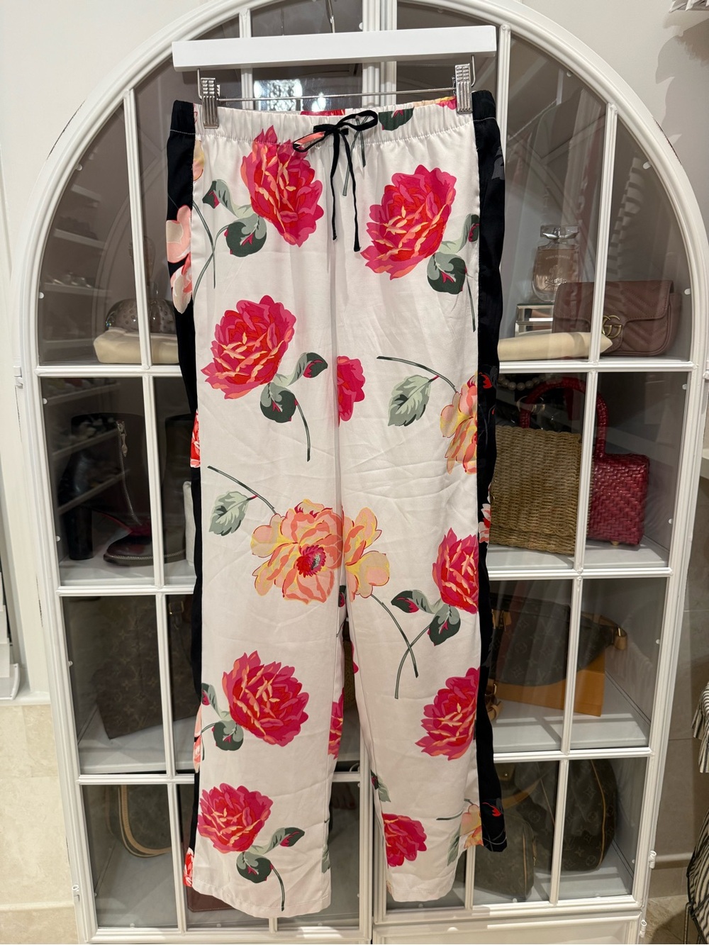 Victoria’s Secret Floral Wide-Leg Drawstring Pants - Pink & Cream
